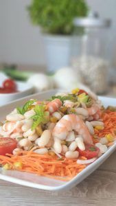 Ensalada de alubias con langostino receta