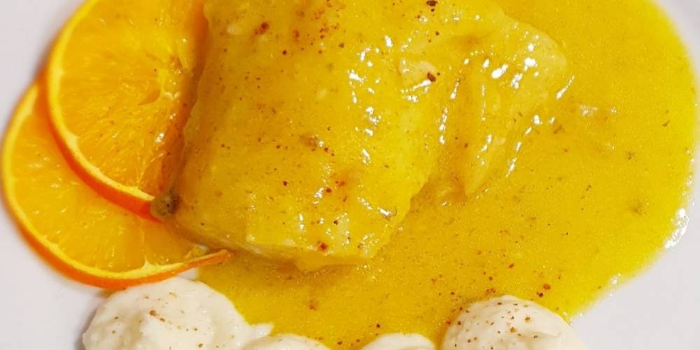 Bacalao con salsa de naranja confitada receta
