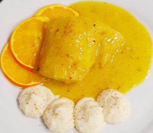 Bacalao con salsa de naranja preparación