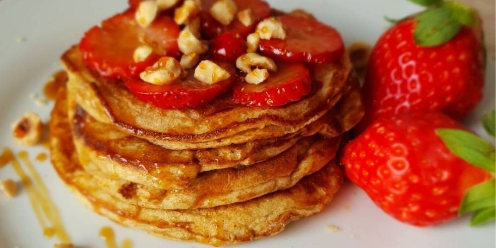 Tortitas de avena con fresas