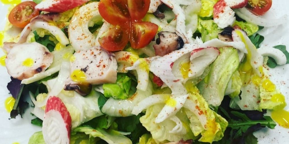 Ensalada de pulpo templada con reducción de naranja receta