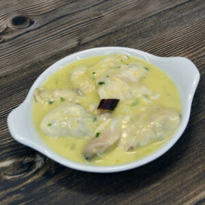 Plato con cocochas de bacalao