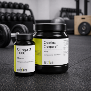 un bote de omega 3 y un bote de creatina creapure